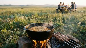 Идеальный пикник: плов на костре + шашлык с маринадом
